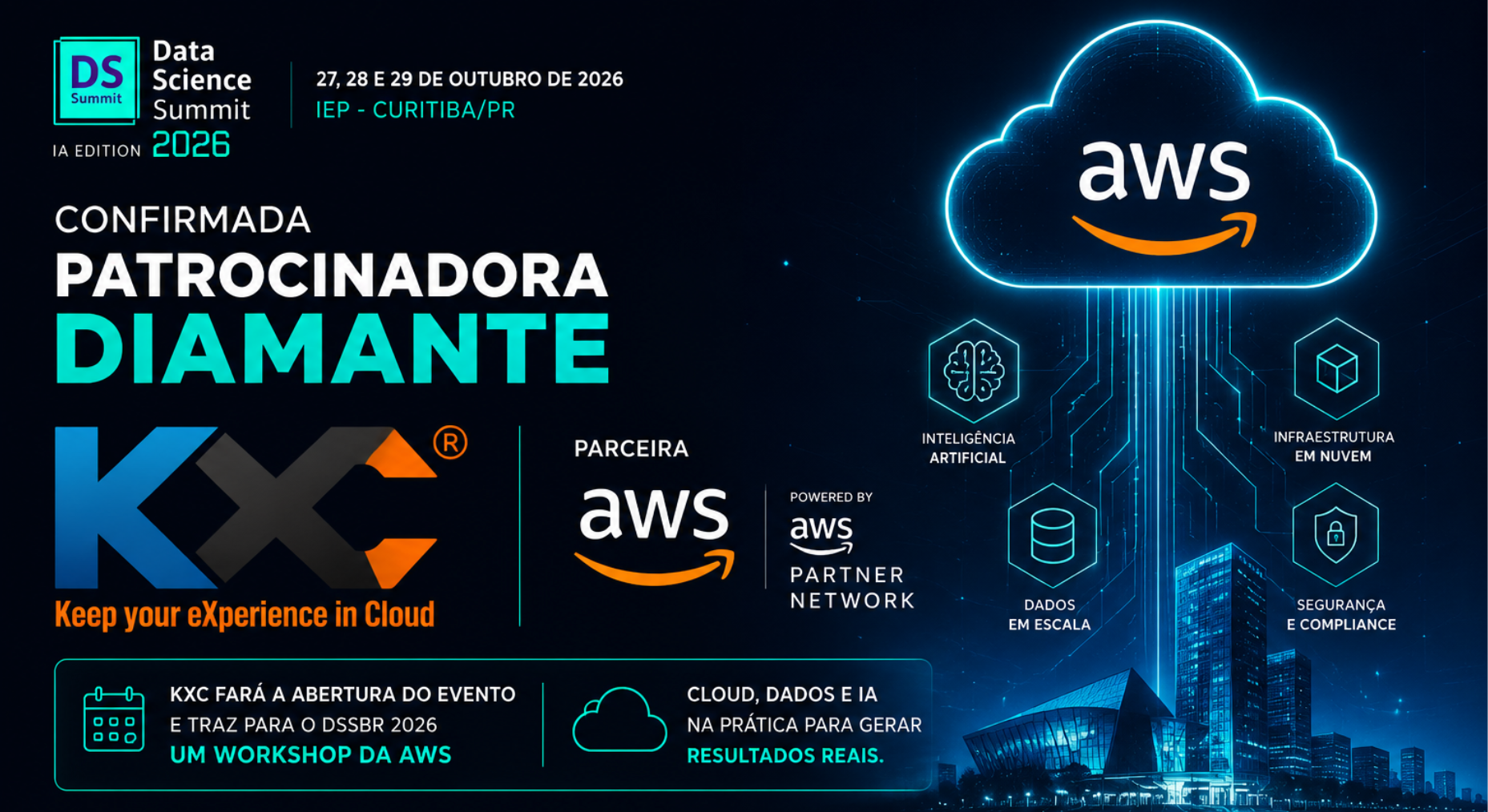 KXC confirmada como Patrocinadora Diamante do DSSBR 2026 com workshop AWS