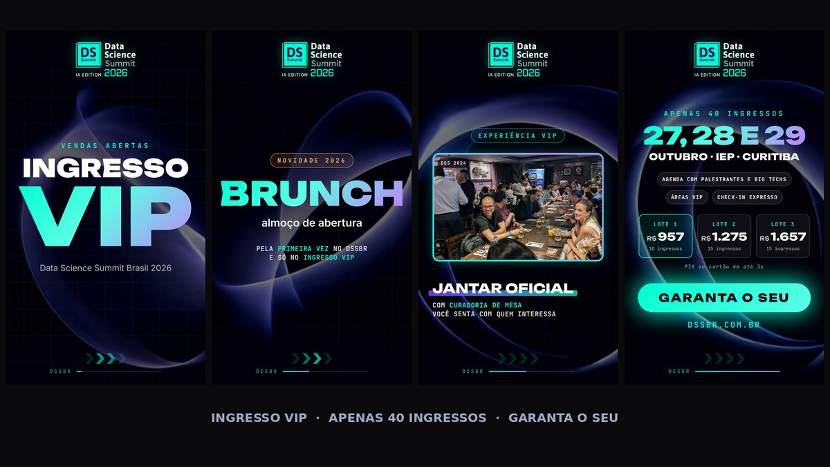 Reel do ingresso VIP do Data Science Summit Brasil 2026