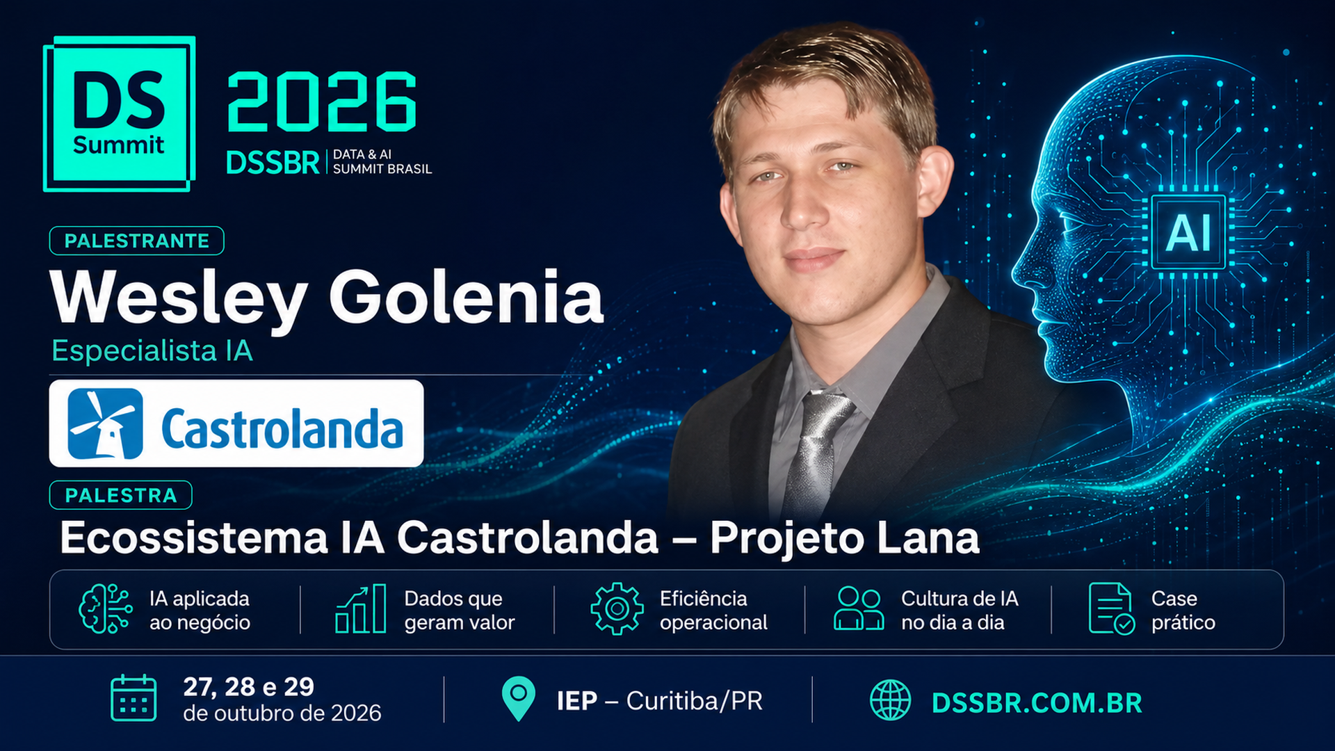Wesley Golenia no DSSBR 2026 — Ecossistema IA Castrolanda, Projeto Lana